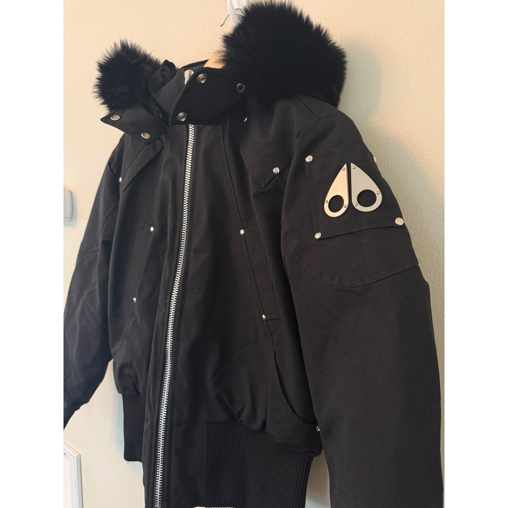 Moose Knuckles Debbie Shearling Trim Bomber Jacket Black L - Picture 5 of 13